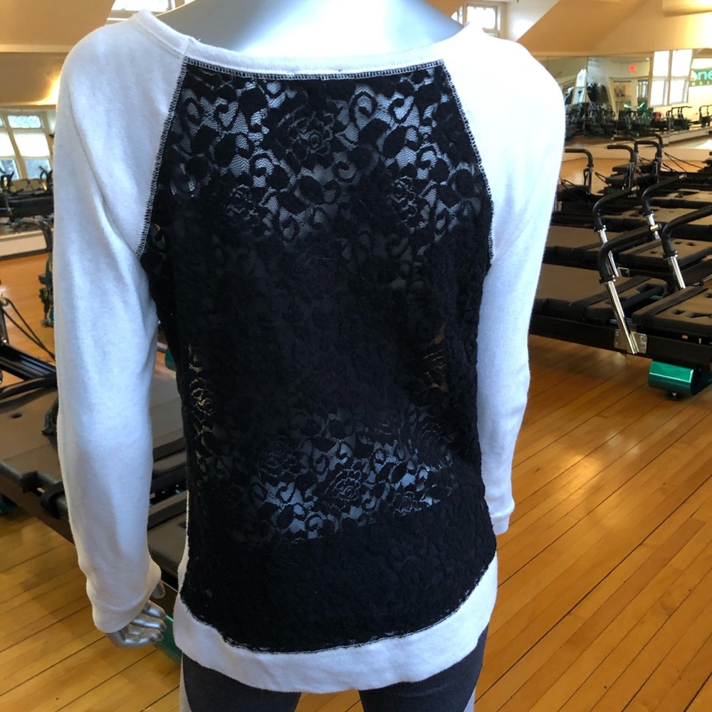 Express Rhinestone Skull Sweater w/Lace Back